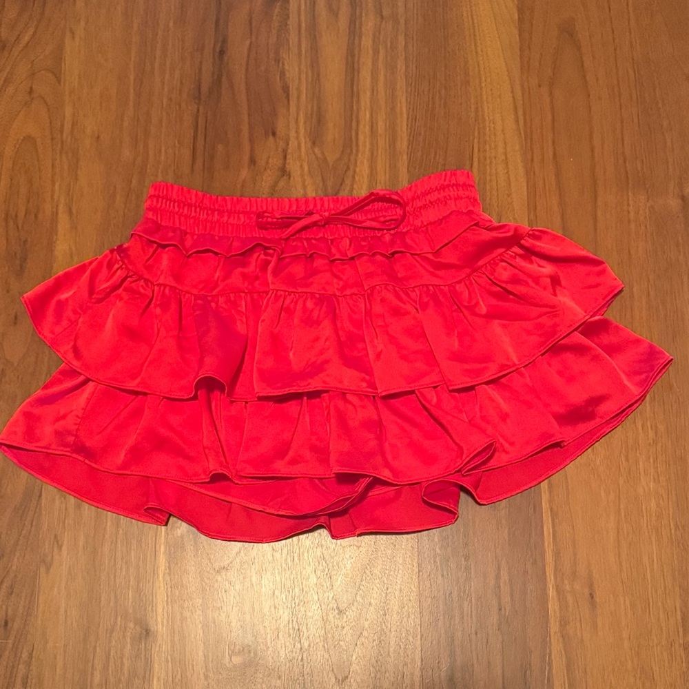 Red Ruffled Women's Skort